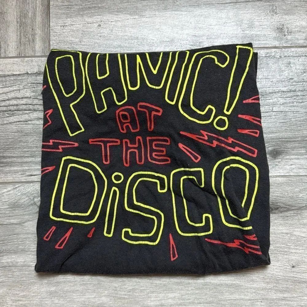 Manhead Womens Panic At The Disco Crewneck Short Sleeve T-Shirt Black Large